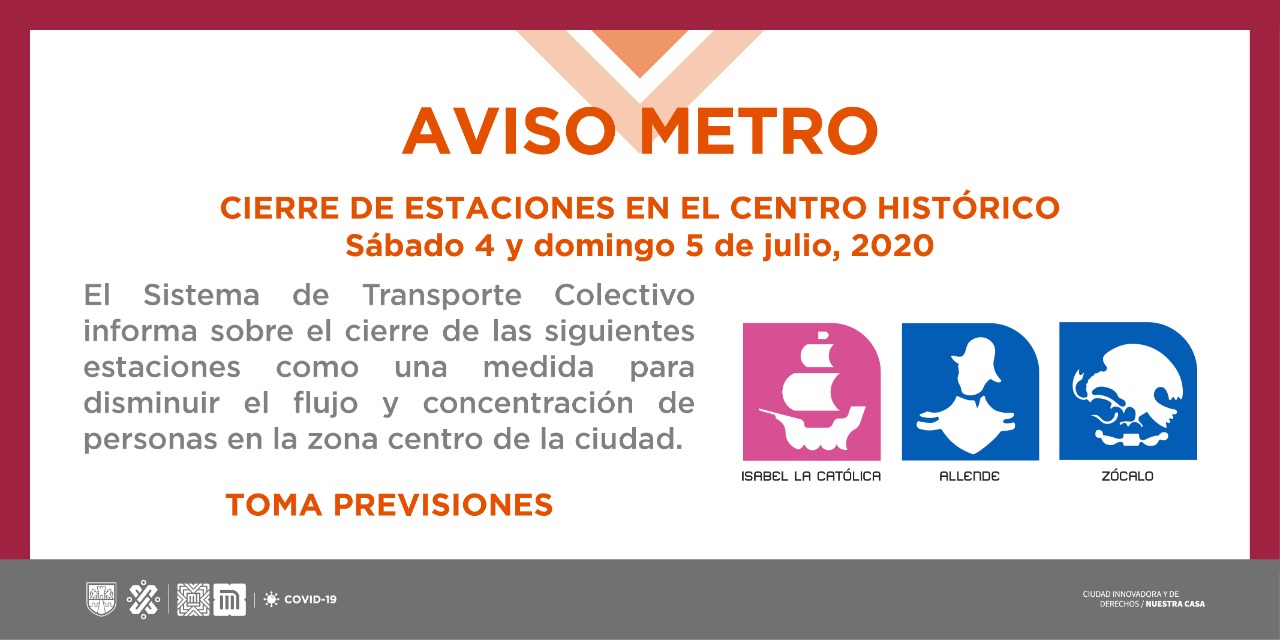 Tarjeta Informativa: Cierre de estaciones de el Metro CDMX ...